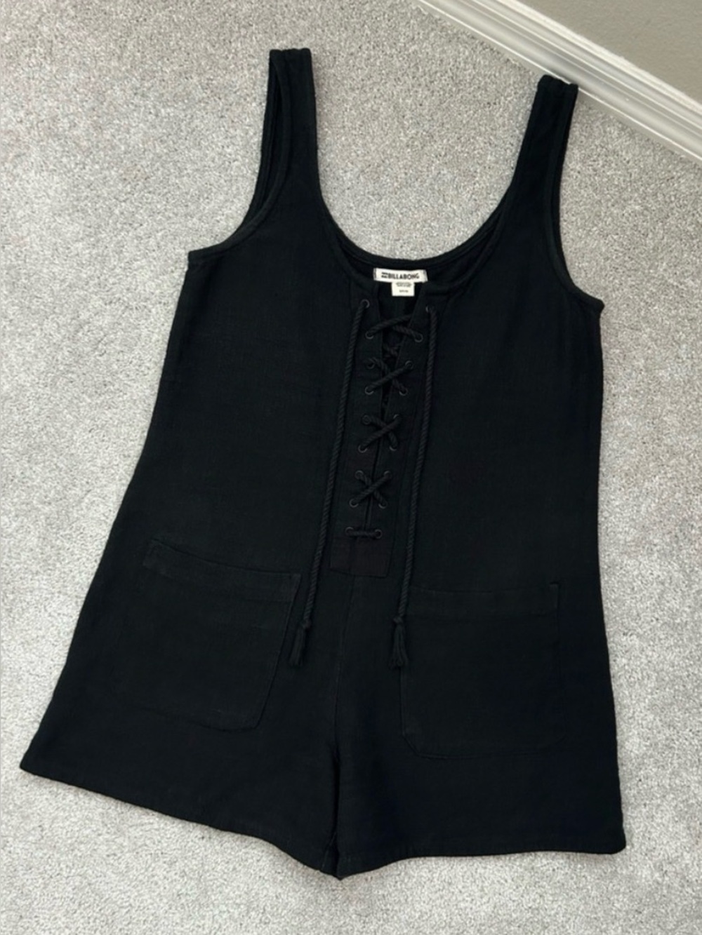 Billabong Black Lace-Up Knit Romper